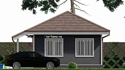 Проект одноэтажного дома 8 на 14, площадью 80 м² с 2 спальнями — фасад 5