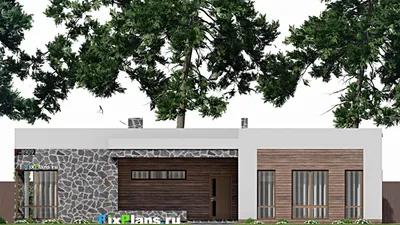 Проект бани 18 на 18, площадью 220 м² с терассой, санузлом и спальней — фасад 3
