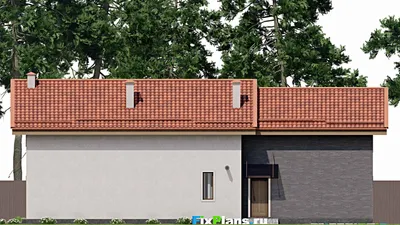 Проект дома с мансардой 12 на 19, площадью 250 м² с гаражом на 2 машины и 5 спальнями — фасад 6