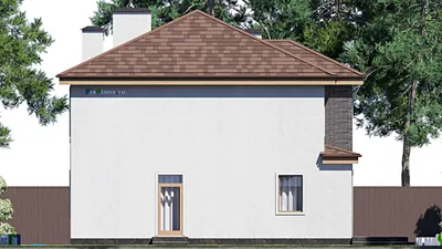 Проект двухэтажного дома 13 на 17, площадью 260 м² с террасой и 6 спальнями — фасад 4