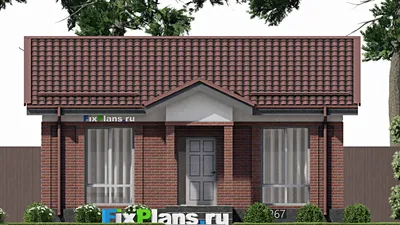 Проект одноэтажного дома 8 на 10, площадью 60 м² с 2 спальнями — фасад 3