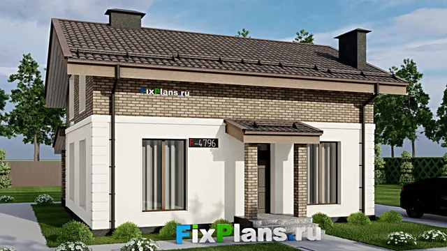Проект дома с мансардой 9 на 11, площадью 140 м² с террасой и 3 спальнями