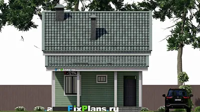 Проект дома с мансардой 7 на 10, площадью 100 м² с 3 спальнями — фасад 3