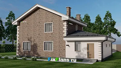 Проект двухэтажного дома 11 на 16, площадью 170 м² с гаражом на 2 машины и 4 спальнями — фасад 2