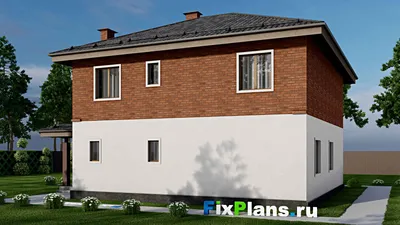 Проект двухэтажного дома 12 на 15, площадью 210 м² с 5 спальнями — фасад 2