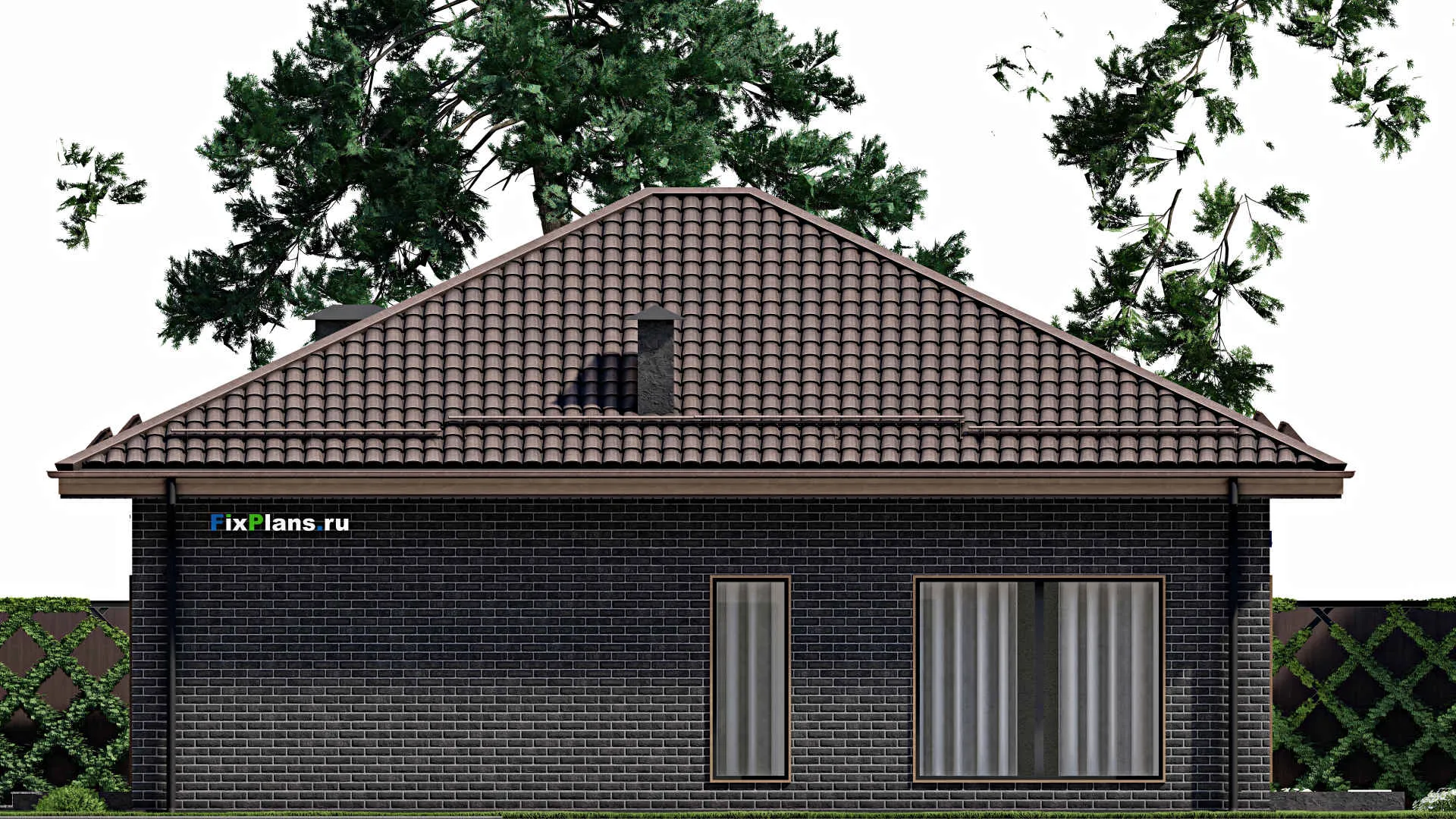 F-6353 - Проект одноэтажного дома 12 на 13, площадью 150 м² с террасой и 3 спальнями