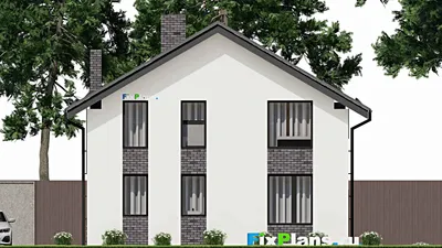 Проект дома с мансардой 10 на 12, площадью 160 м² с террасой, балконом и 4 спальнями — фасад 6