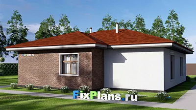 Проект одноэтажного дома 14 на 15, площадью 140 м² с 2 спальнями — фасад 2