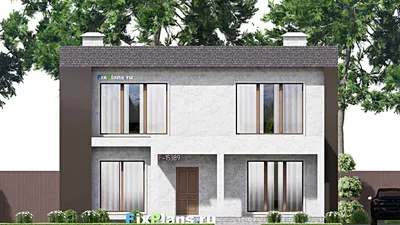 Проект двухэтажного дома 12 на 17, площадью 290 м² с террасой, балконом и 3 спальнями — фасад 3