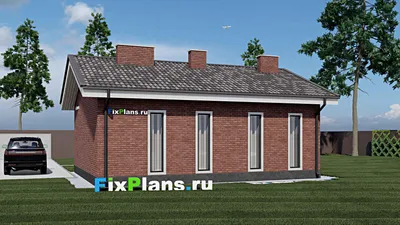 Проект бани 8 на 11, площадью 70 м² с комнатой отдыха, терассой и санузлом (F-1322) — фасад 2