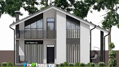 Проект дома с мансардой 10 на 15, площадью 260 м² с террасой, балконом и 4 спальнями — фасад 3
