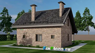 Проект бани 11 на 11, площадью 130 м² с комнатой отдыха, терассой, мансардой и санузлом — фасад 2