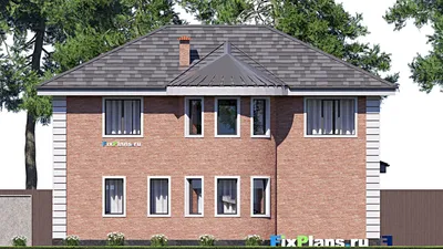 Проект двухэтажного дома 13 на 14, площадью 190 м² с балконом и 5 спальнями — фасад 6