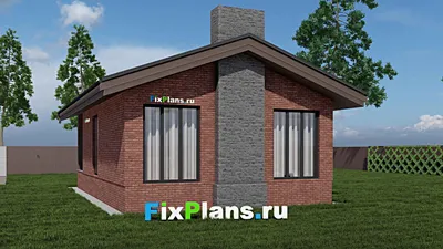 Проект одноэтажного дома 8 на 10, площадью 90 м² с террасой и 2 спальнями — фасад 2