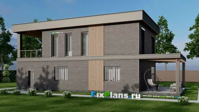 Проект двухэтажного дома 10 на 15, площадью 250 м² с террасой и 4 спальнями — фасад 2