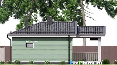 Проект бани 8 на 11, площадью 60 м² с комнатой отдыха, терассой и санузлом — фасад 6