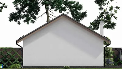 Проект одноэтажного дома 14 на 15, площадью 150 м² с террасой и 2 спальнями — фасад 5