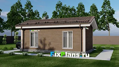 Проект одноэтажного дома 5 на 10, площадью 40 м² с 2 спальнями — фасад 2