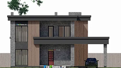 Проект двухэтажного дома 12 на 16, площадью 330 м² с террасой, балконом и 5 спальнями — фасад 3