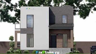 Проект двухэтажного дома 10 на 15, площадью 210 м² с террасой, балконом и 3 спальнями — фасад 3