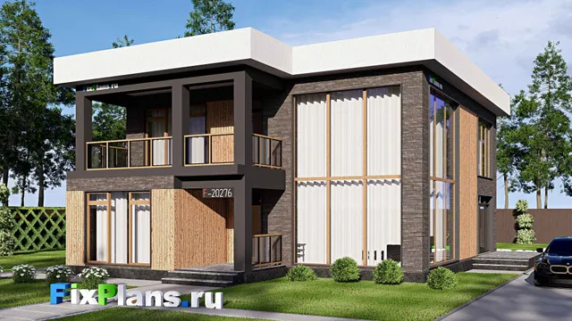 Проект двухэтажного дома 14 на 15, площадью 230 м² с террасой, балконом и 4 спальнями