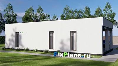 Проект одноэтажного дома 14 на 19, площадью 180 м² с террасой и 3 спальнями — фасад 2