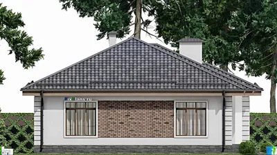 Проект одноэтажного дома 13 на 15, площадью 140 м² с 3 спальнями — фасад 4