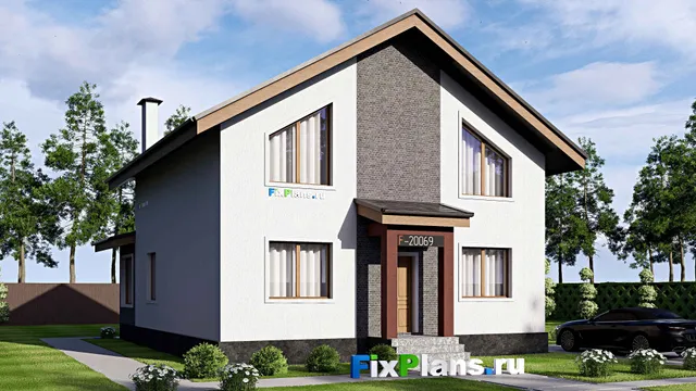 Проект дома с мансардой 10 на 15, площадью 170 м² с террасой и 4 спальнями