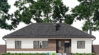 Проект одноэтажного дома 11 на 18, площадью 170 м² с террасой и 5 спальнями — фасад 3