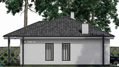 Проект одноэтажного дома 11 на 15, площадью 150 м² с террасой и 2 спальнями — фасад 6