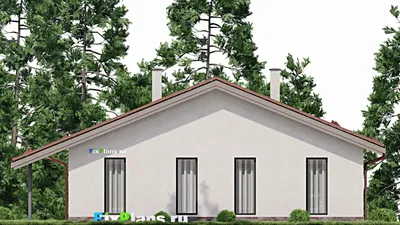 Проект одноэтажного дома 11 на 15, площадью 190 м² с террасой, цокольным этажом и 3 спальнями — фасад 6