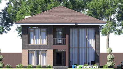 Проект двухэтажного дома 14 на 15, площадью 220 м² с террасой, балконом и 4 спальнями — фасад 3