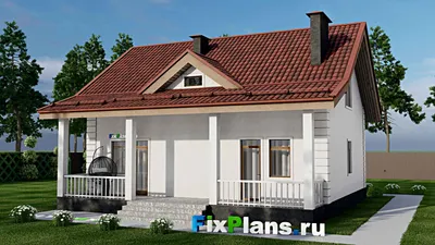Проект дома с мансардой 12 на 13, площадью 160 м² с террасой и 3 спальнями — фасад 2
