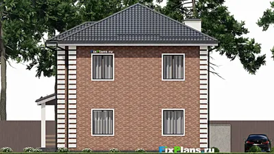 Проект двухэтажного дома 11 на 11, площадью 200 м² с террасой и 4 спальнями — фасад 6
