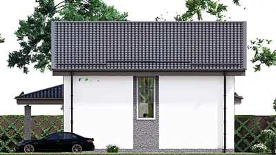 Проект дома с мансардой 14 на 15, площадью 220 м² с 4 спальнями — фасад 5