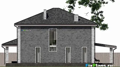 Проект двухэтажного дома 11 на 13, площадью 250 м² с террасой, балконом и 4 спальнями — фасад 4