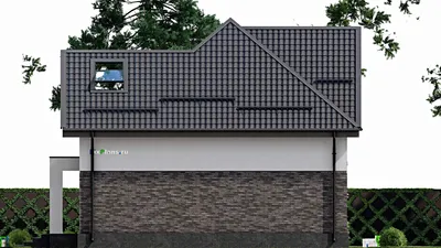 Проект дома с мансардой 11 на 12, площадью 180 м² с террасой и 4 спальнями — фасад 5