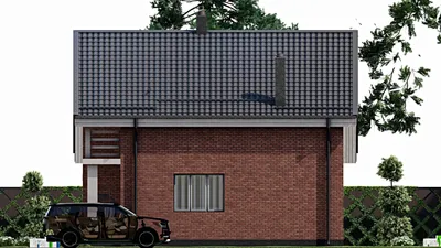 Проект дома с мансардой 11 на 14, площадью 190 м² с террасой, балконом, баней и 3 спальнями — фасад 5