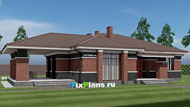 Проект одноэтажного дома 15 на 18, площадью 220 м² с террасой и 3 спальнями