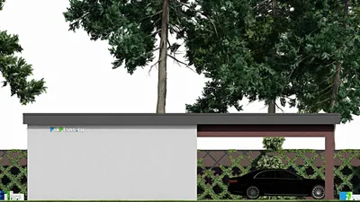 Проект гаража из газобетона 7 на 15, площадью 90 м² на 2 машиноместа (F-9431) — фасад 4