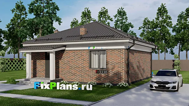 Проект одноэтажного дома 10 на 10, площадью 80 м² с террасой и 2 спальнями