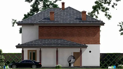 Проект двухэтажного дома 12 на 15, площадью 210 м² с 5 спальнями — фасад 5