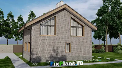 Проект дома с мансардой 10 на 11, площадью 160 м² с террасой, балконом и 3 спальнями — фасад 2