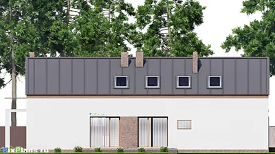 Проект дома с мансардой 11 на 24, площадью 320 м² с террасой, балконом, гаражом на 2 машины и 3 спальнями — фасад 6