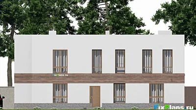 Проект двухэтажного дома 18 на 19, площадью 360 м² с террасой, балконом и 5 спальнями — фасад 6