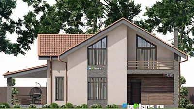 Проект дома с мансардой 12 на 17, площадью 220 м² с 5 спальнями — фасад 3