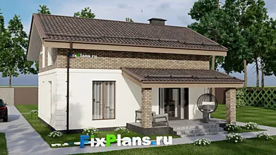Проект дома с мансардой 9 на 11, площадью 140 м² с террасой и 3 спальнями — фасад 2