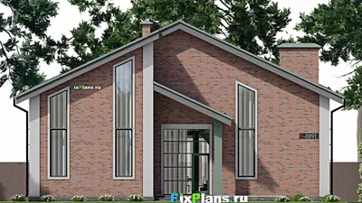 Проект дома с мансардой 16 на 17, площадью 300 м² с 5 спальнями — фасад 3