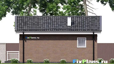 Проект бани 11 на 12, площадью 100 м² с комнатой отдыха, терассой и санузлом (F-15065) — фасад 6