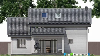 Проект дома с мансардой 12 на 13, площадью 190 м² с 5 спальнями — фасад 6